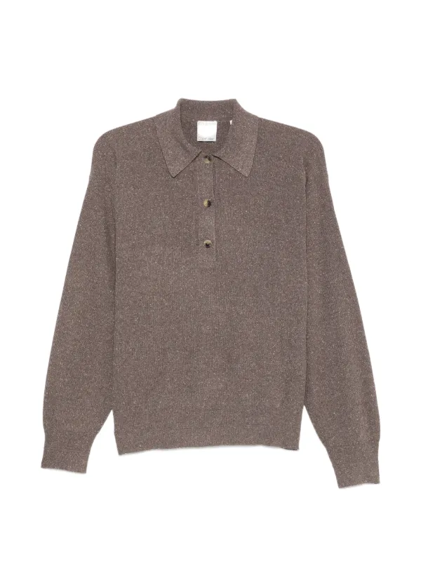 Calvin Klein Helga Ribbed-knit Polo Shirt in Brown