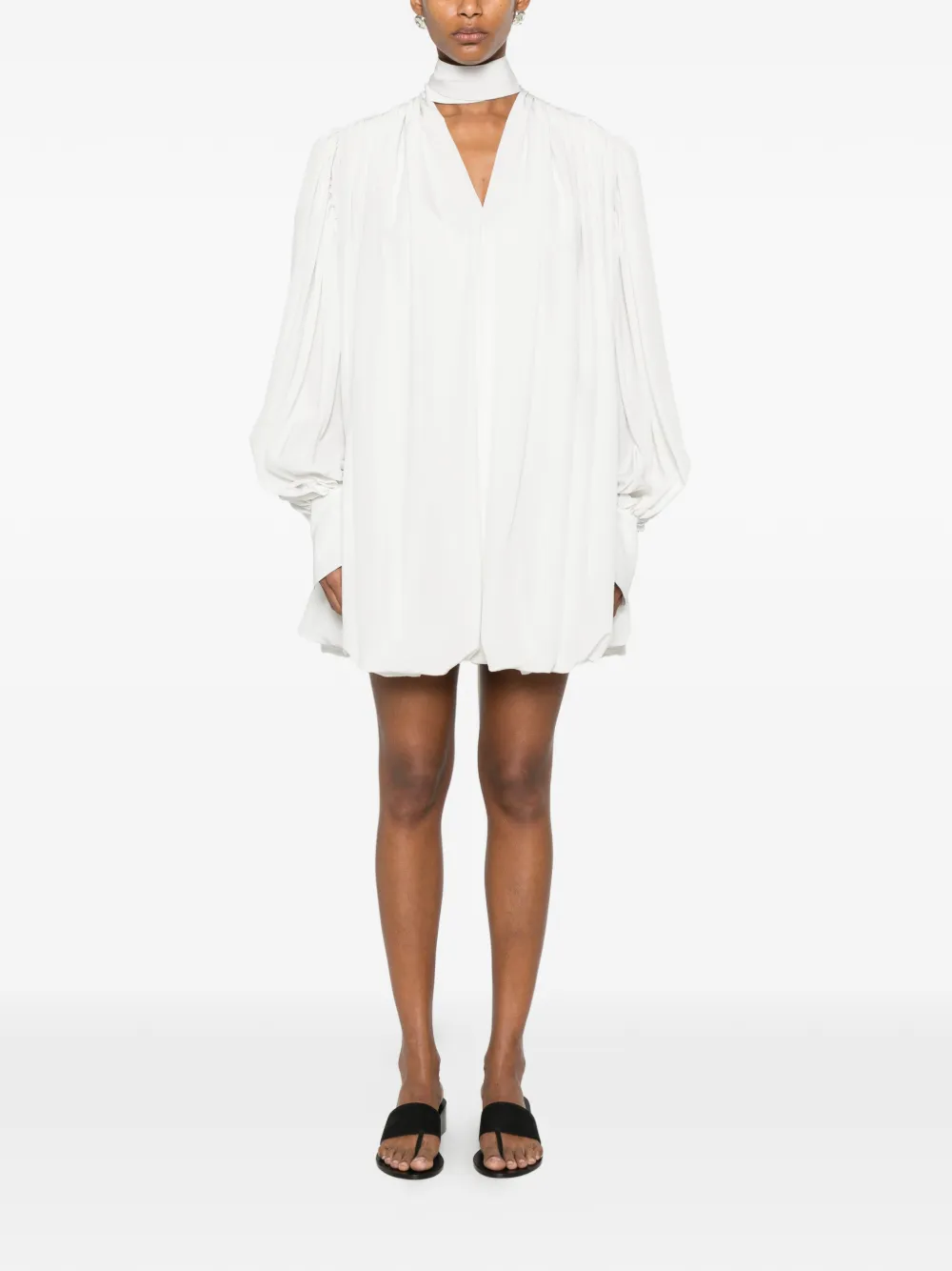 Calvin Klein Collection Mini Allegra Pleated-bubble Dress in White, view 3