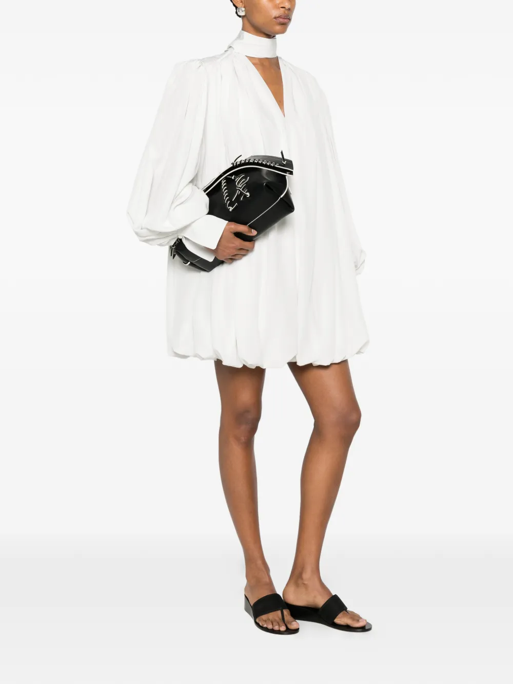 Calvin Klein Collection Mini Allegra Pleated-bubble Dress in White, view 2