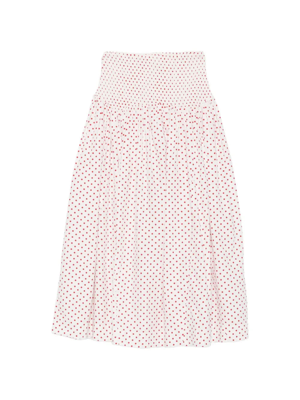 DAMSON MADDER Layla polka-dot smocked midi skirt - Bianco