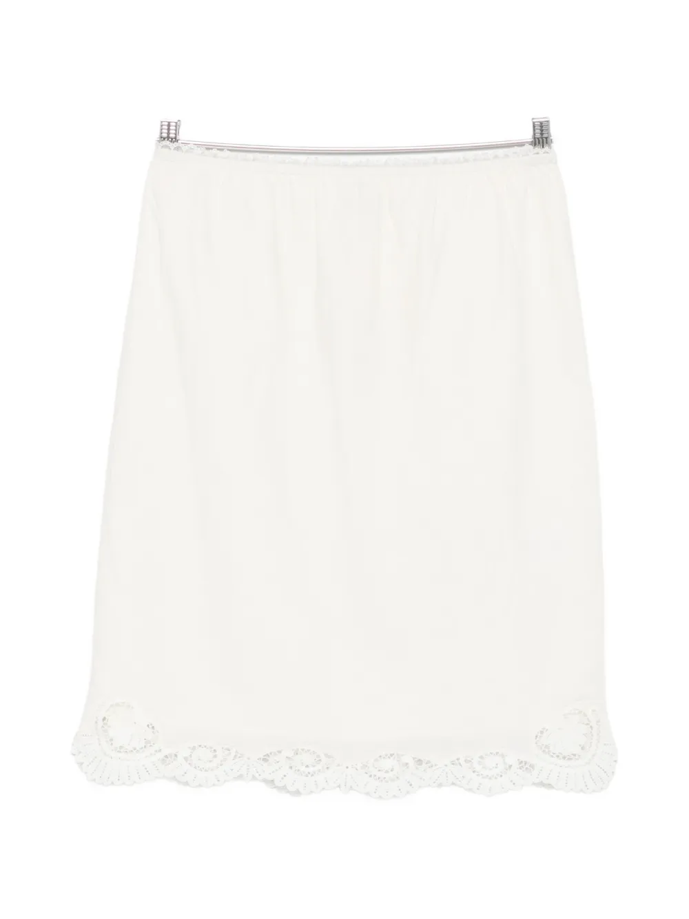 Posse Darya lace-trim linen midi skirt - Toni neutri
