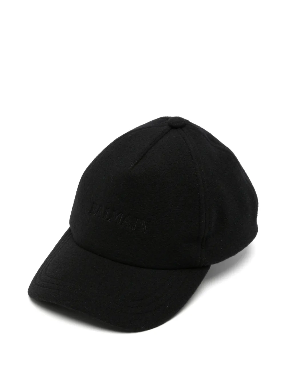 Balmain logo刺绣羊毛棒球帽 | 黑色 | Image 1