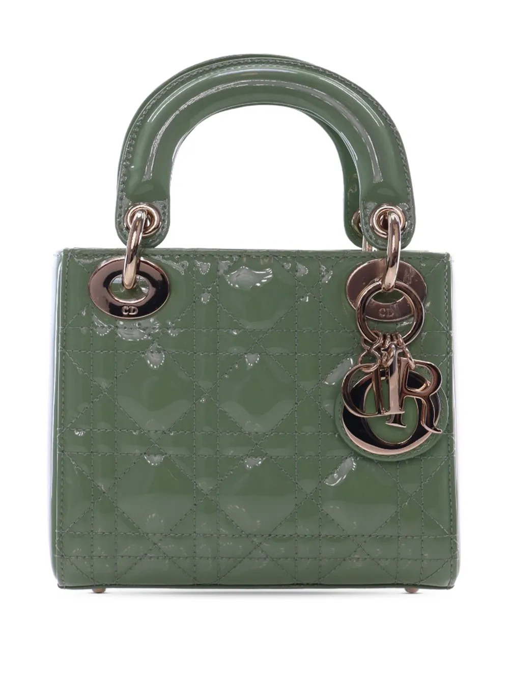 Christian Dior Pre-Owned 2020 Mini Patent Cannage Lady Dior satchel - Verde