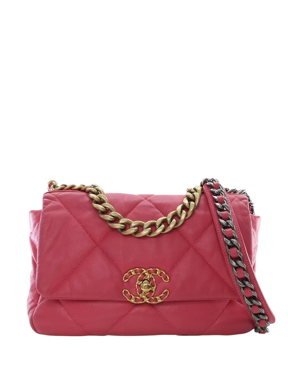 CHANEL Pre-Owned 2019 Medium Lambskin 19 Flap satchel - Rosa