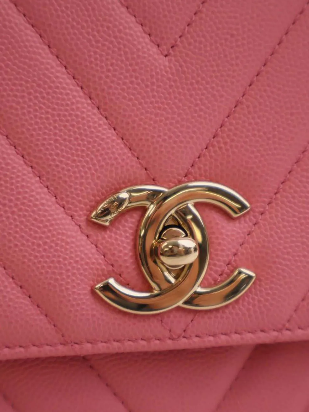 2019 Small Caviar Chevron Coco Top Handle Bag Satchel