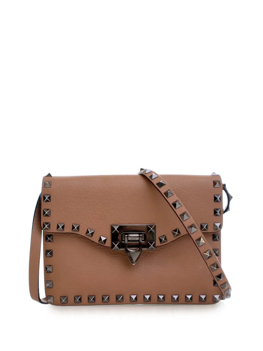 Valentino Garavani Pre-Owned 2010-2025 Mini Leather Rockstud Flap crossbody bag - Marrone