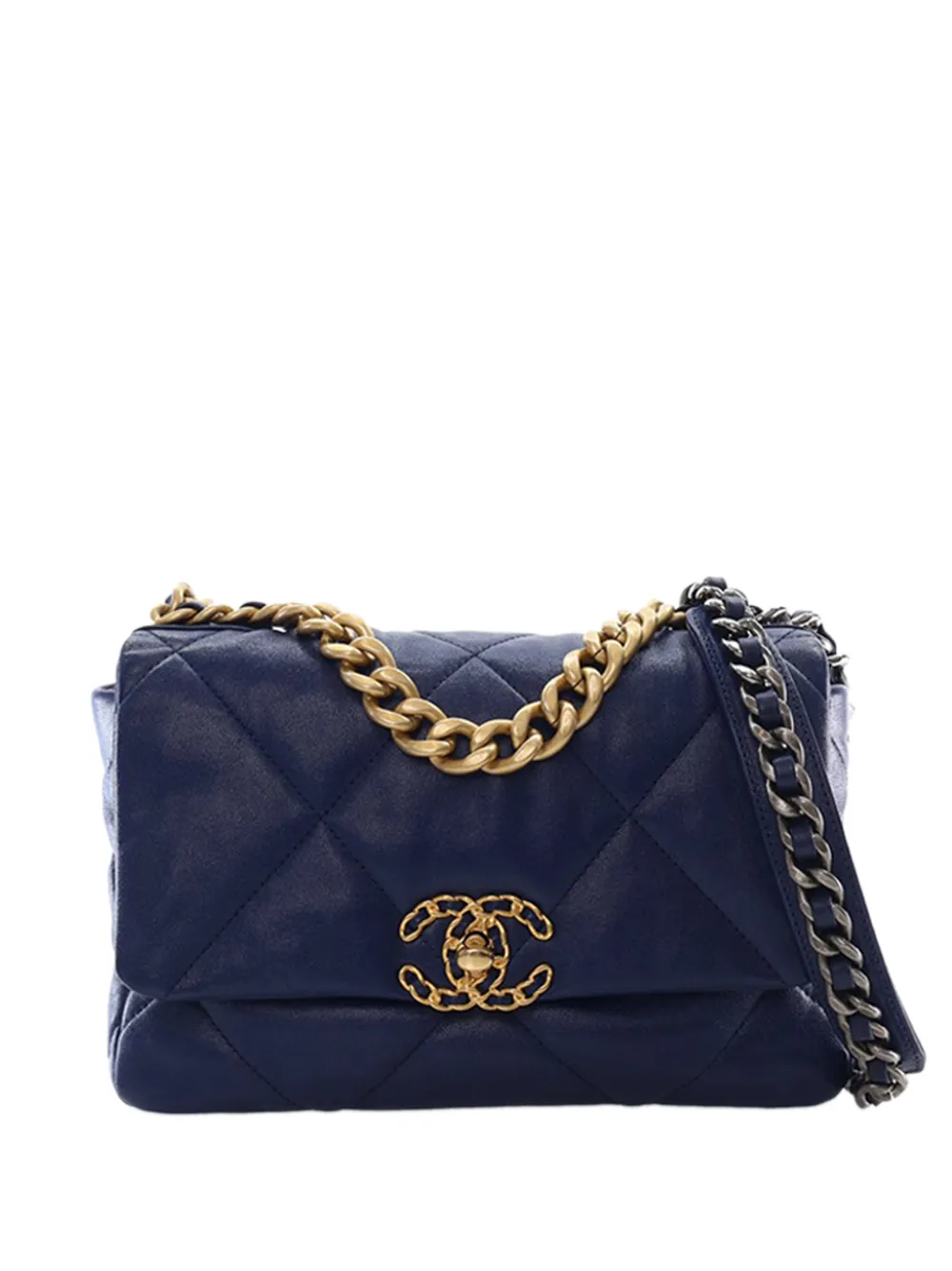 CHANEL Pre-Owned 2019 Medium Lambskin 19 Flap satchel - Blu