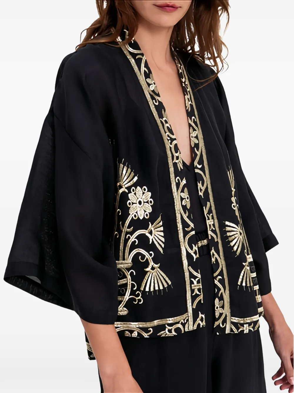 GREEK ARCHAIC KORI Abito Phoenix con stampa - Nero