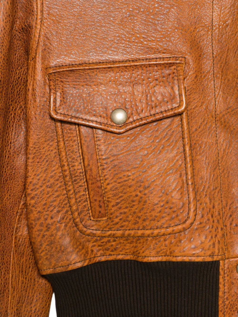 Antonio Marras Ribbed-hem Leather Jacket - Brown 