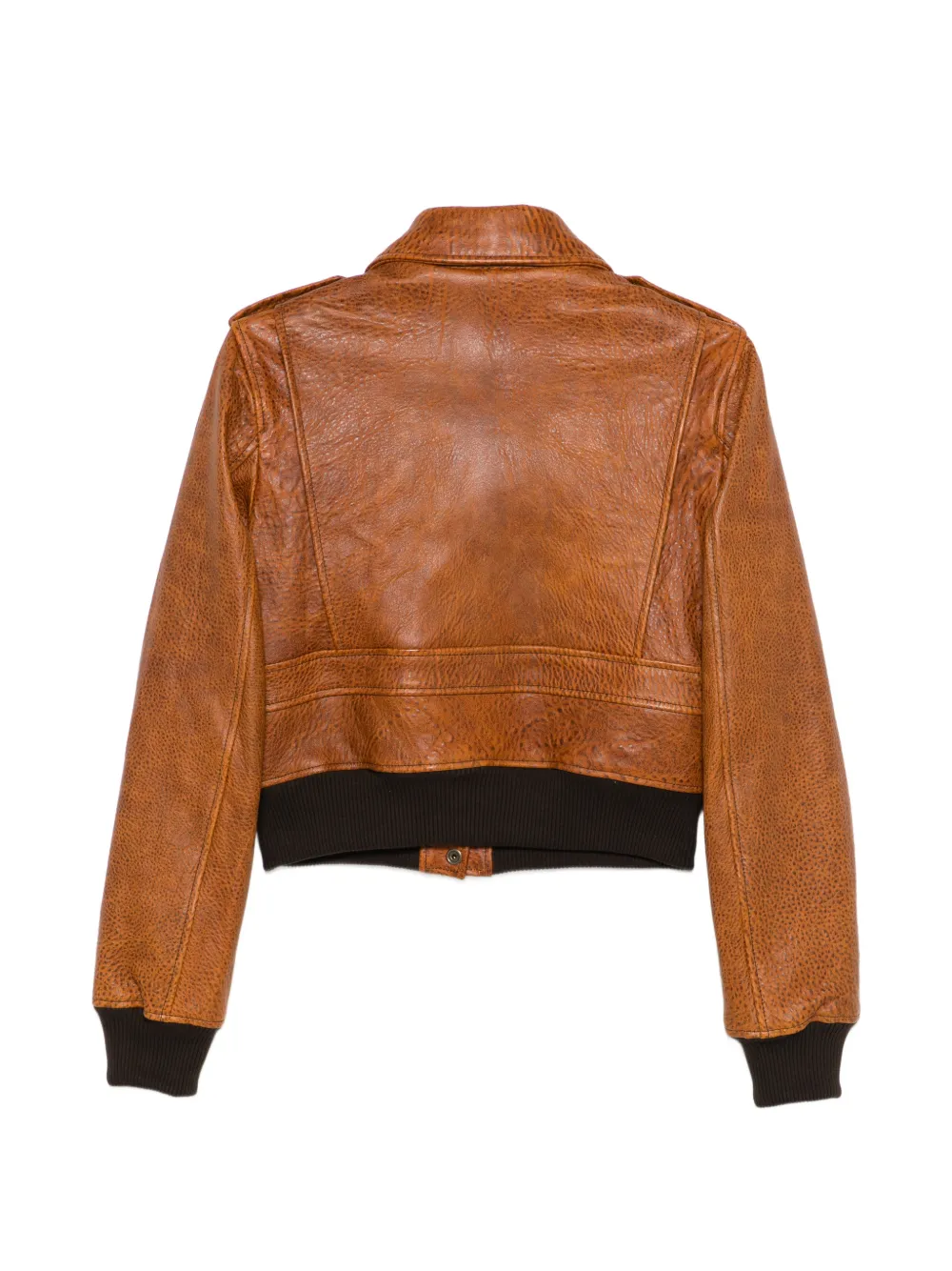  Antonio Marras Ribbed-hem Leather Jacket - Brown 