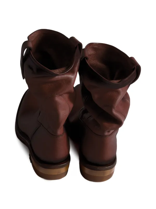 Miu Miu Foule Leather Booties | Brown | FARFETCH