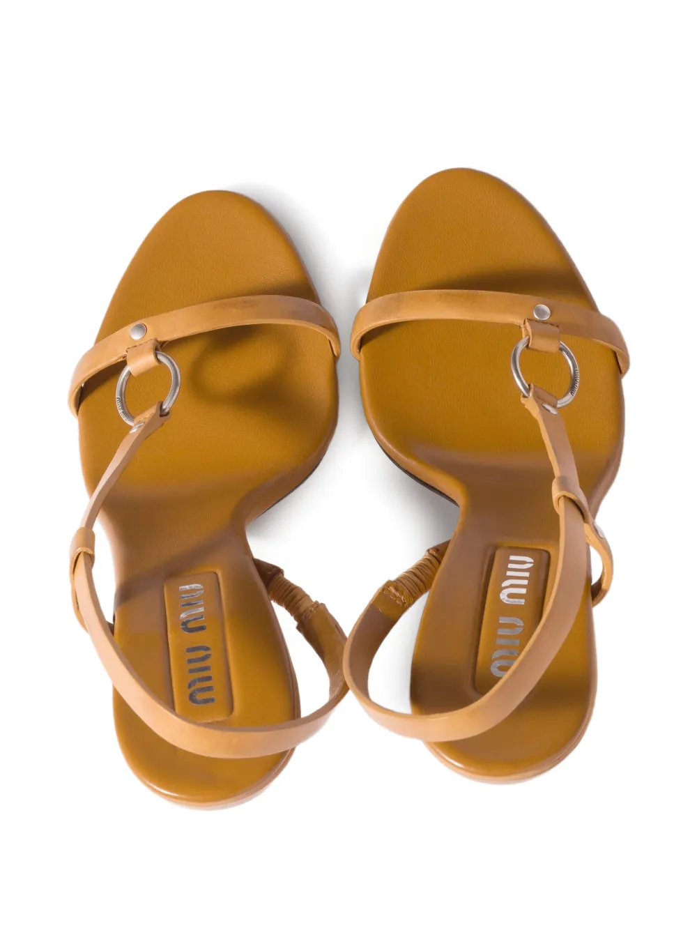 Miu Sandalen met ringdetail en hak Beige