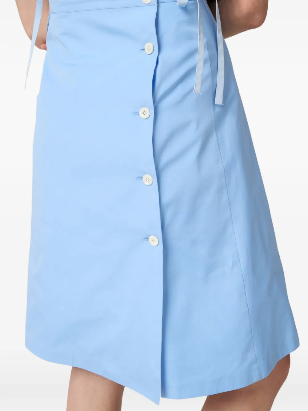 Miu Popeline midi-jurk met ruches Blauw