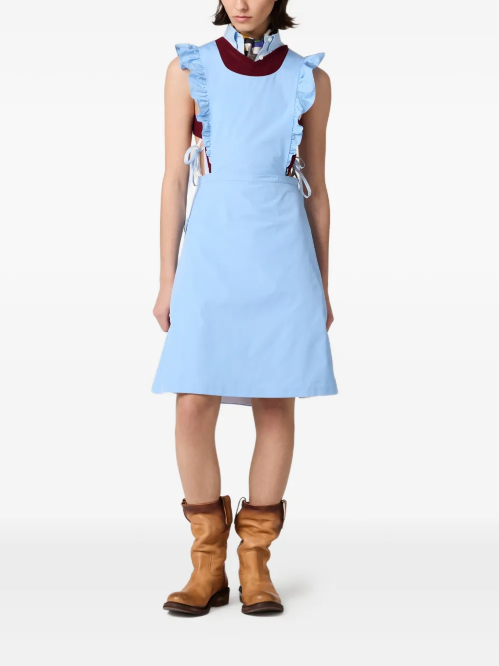  Miu Miu Ruffled Poplin Midi Dress - Blue 