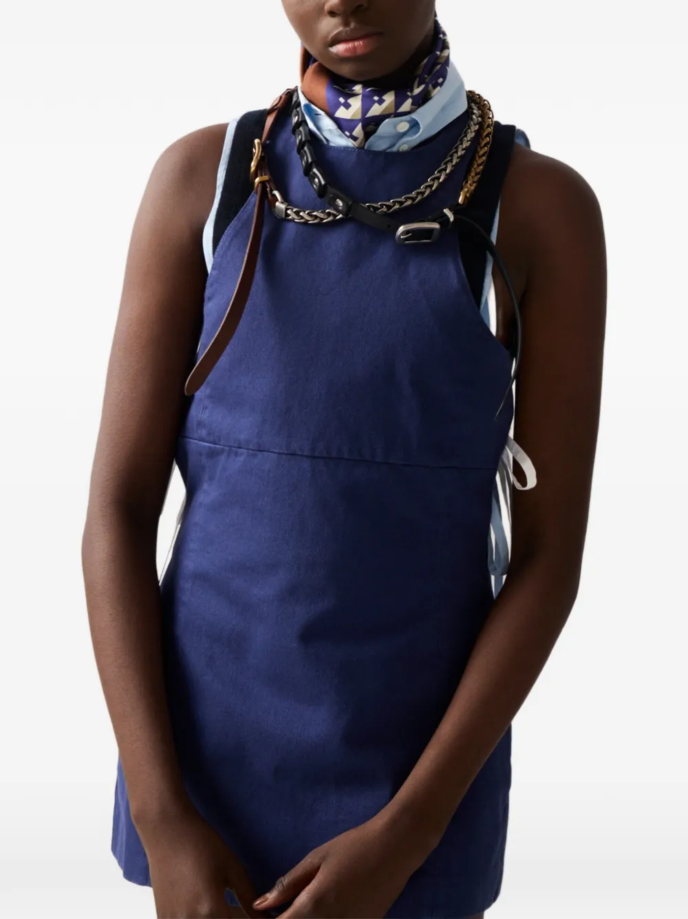 Miu Mini-jurk met open rug en logo Blauw