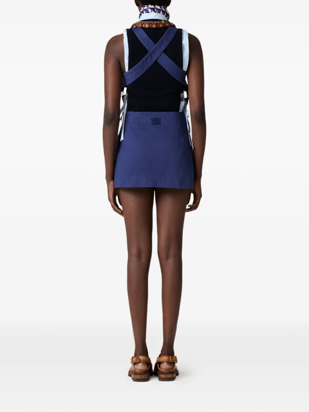 Miu Mini-jurk met open rug en logo Blauw