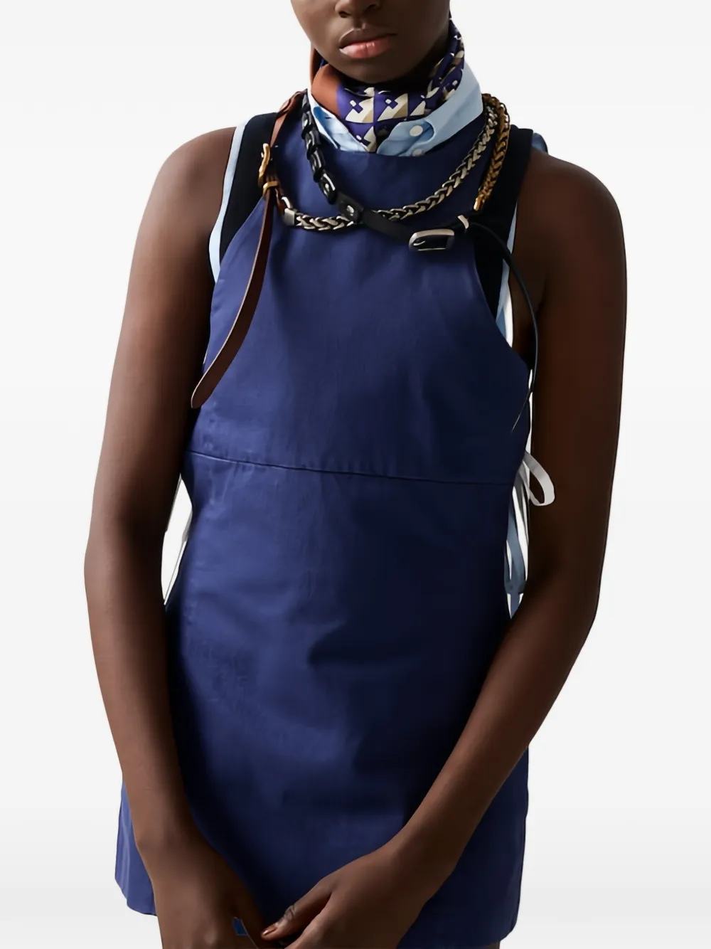 Miu Miu Abito corto con logo - Blu