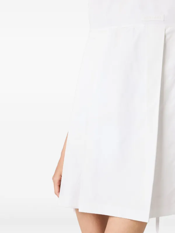 Miu Miu Flared Logo Cotton Mini Dress | White | FARFETCH