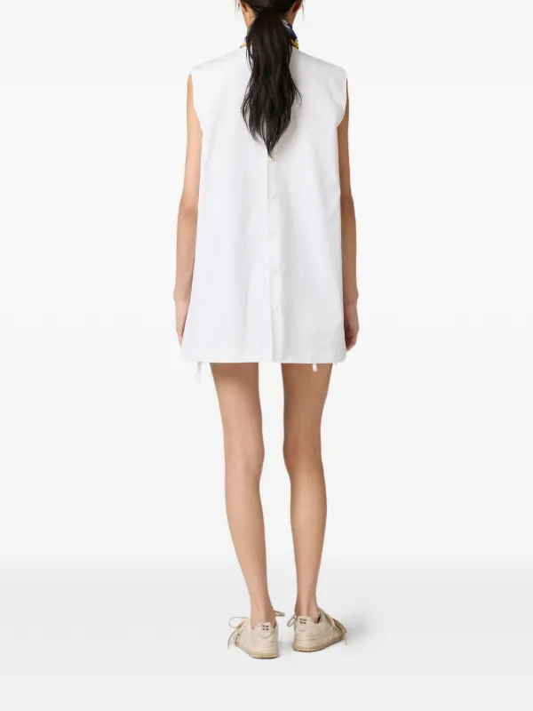 Miu Miu Poplin Mini-dress, Woman, White, Size 36 Miu Miu Poplin Mini-dress, Woman, White, Size 36