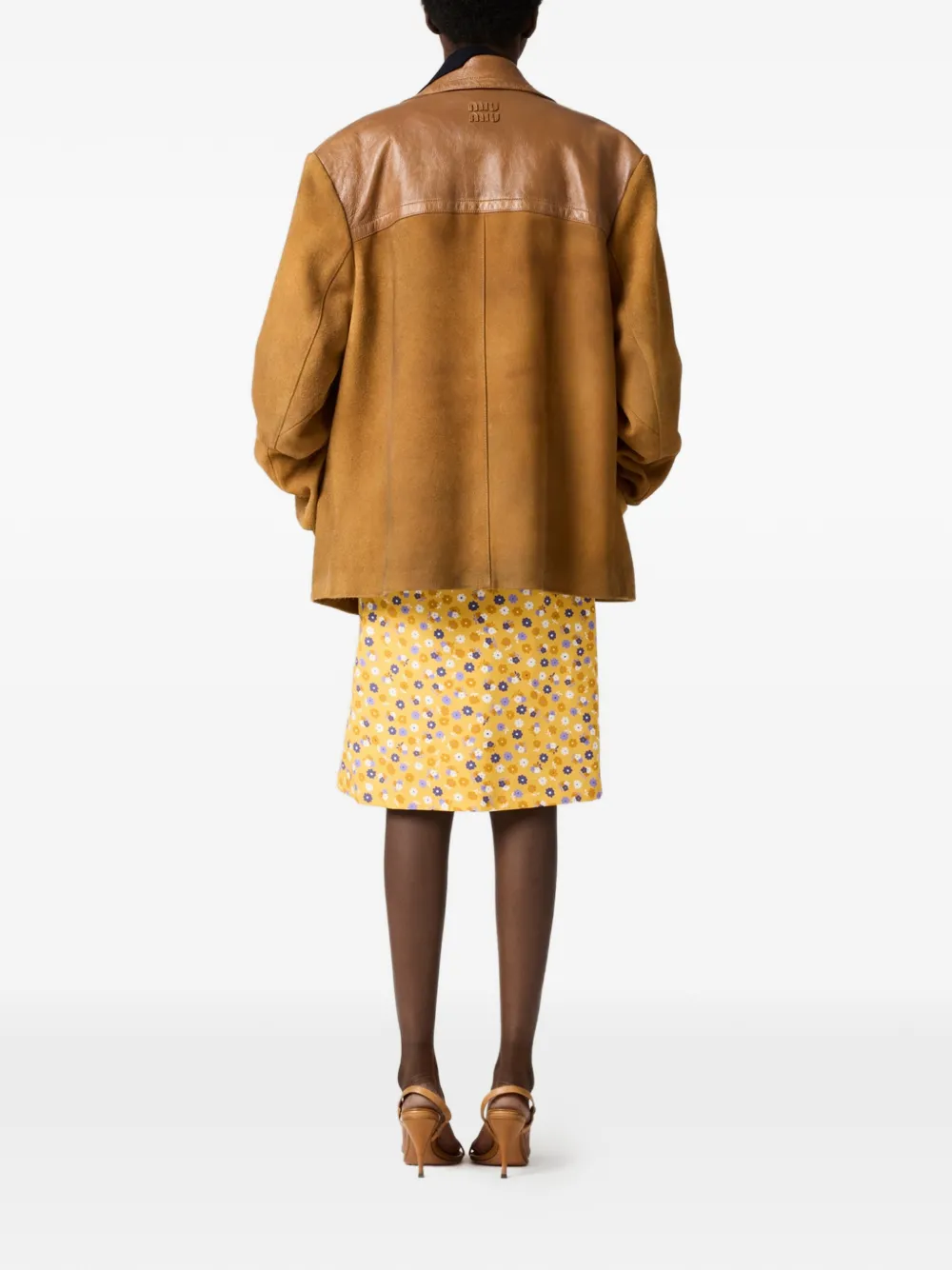 Miu Popeline midi-jurk met bloemenprint Geel