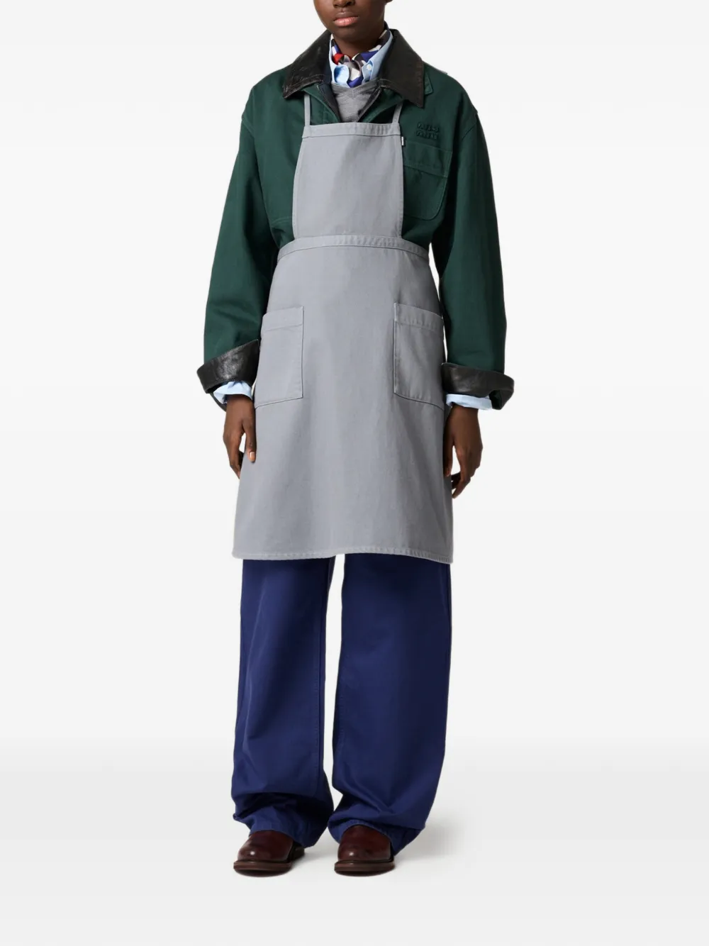  Miu Miu Patch-pocket Logo Jacket - Green 