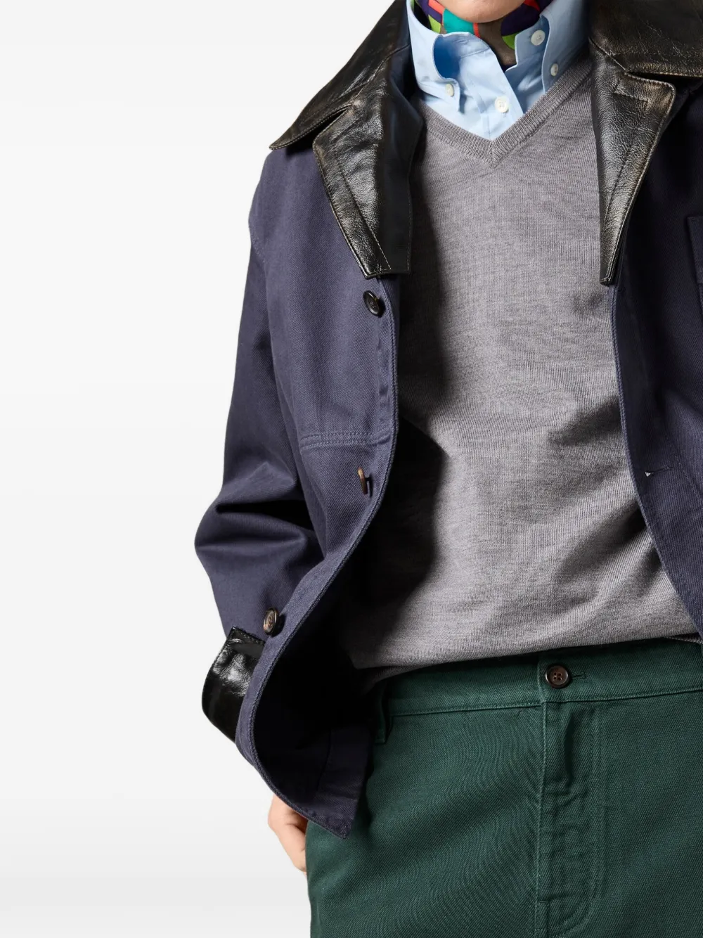 Miu Jack met opgestikte zak en leren afwerking Blauw
