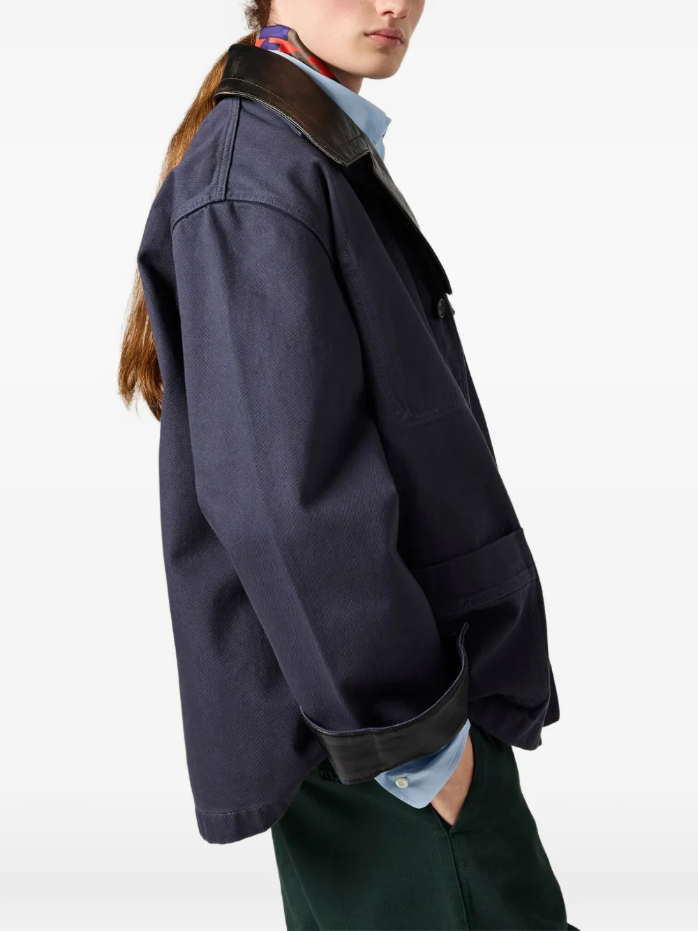 Miu Jack met opgestikte zak en leren afwerking Blauw