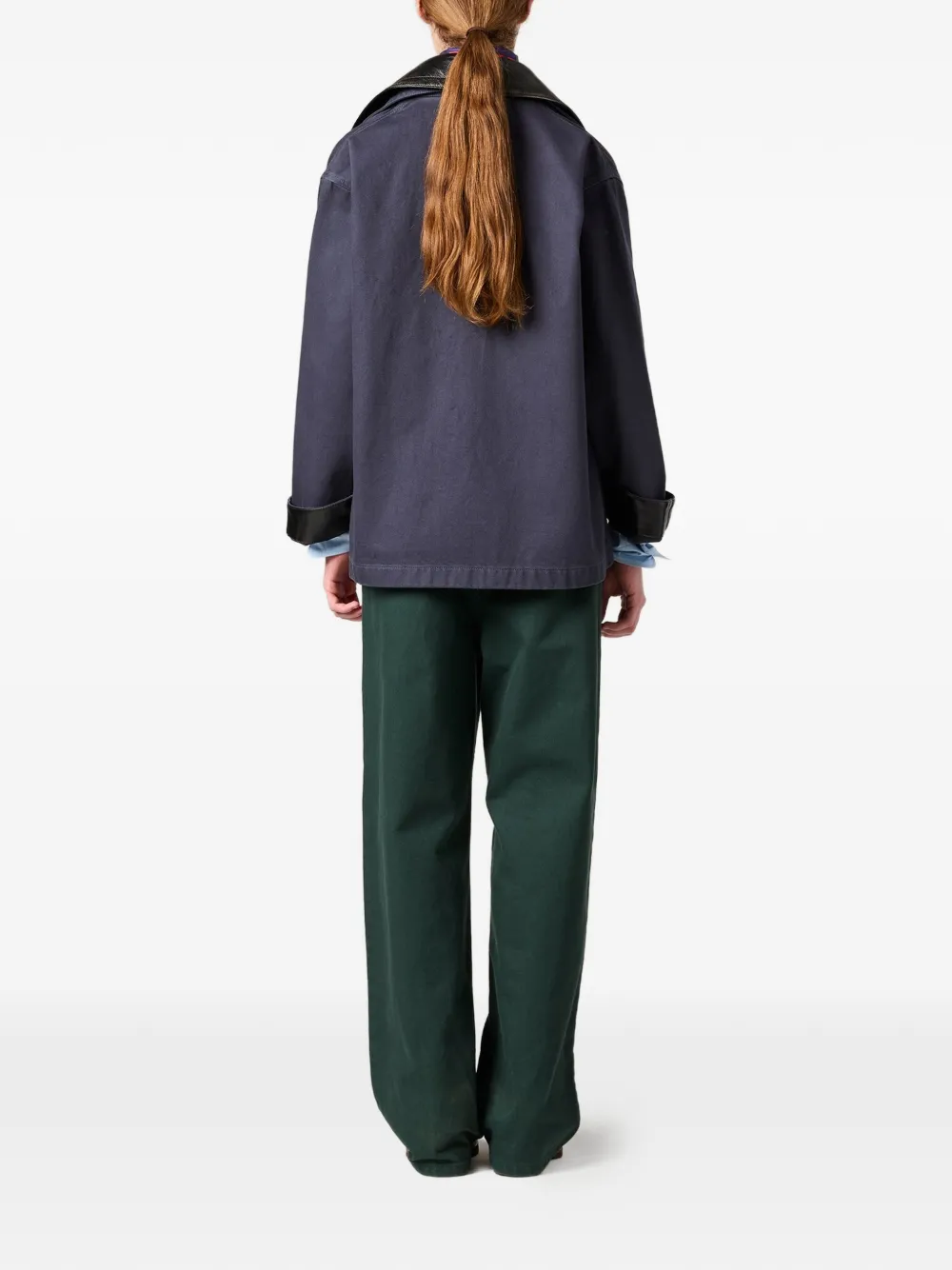  Miu Miu Patch-pocket Embroidered-logo Jacket - Blue 