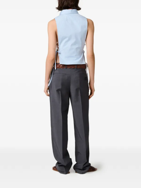 Miu Miu Embroidered tie-side Shirt | Blue | FARFETCH IN