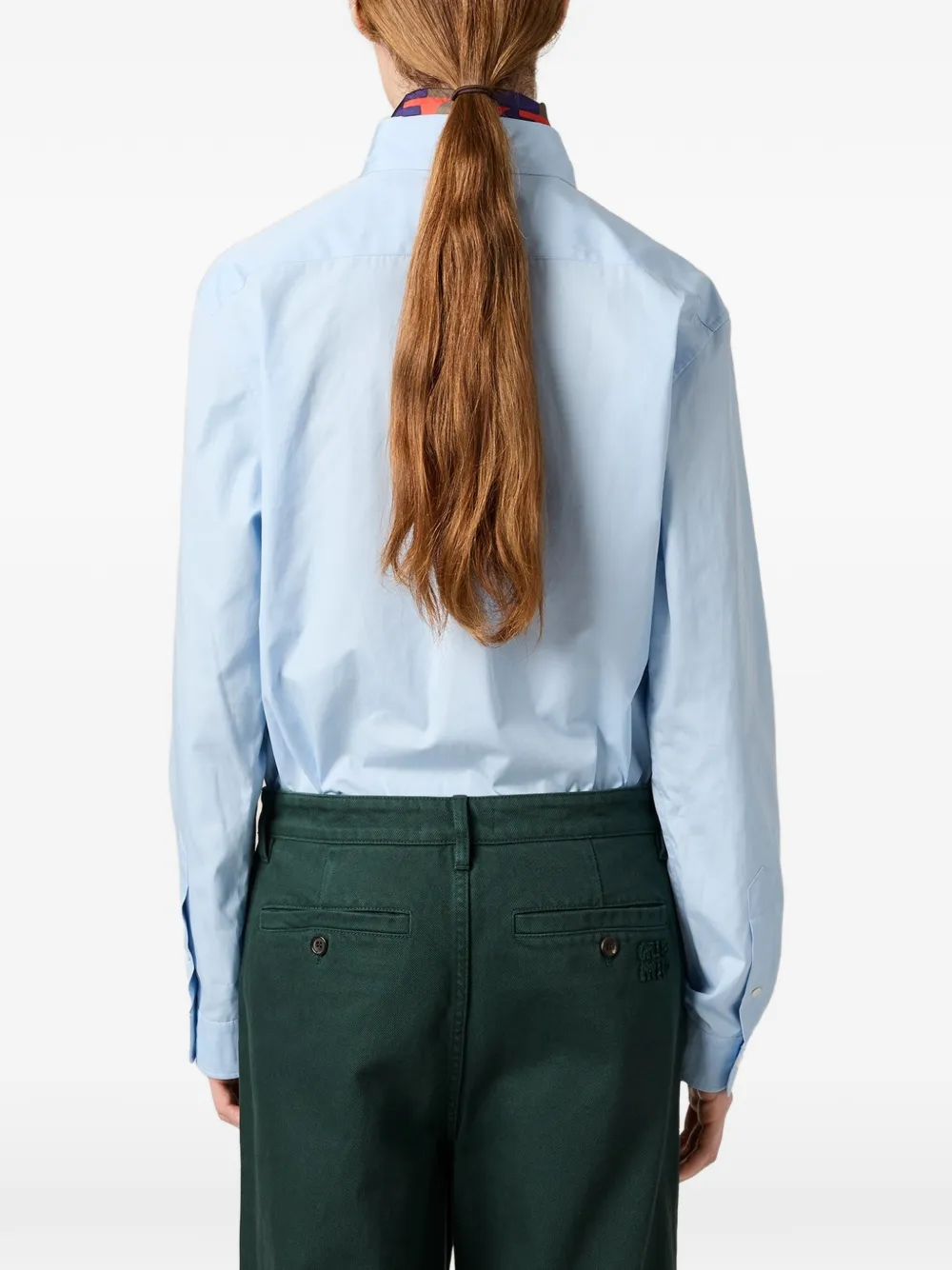 Miu Popeline blouse met borduurwerk Blauw