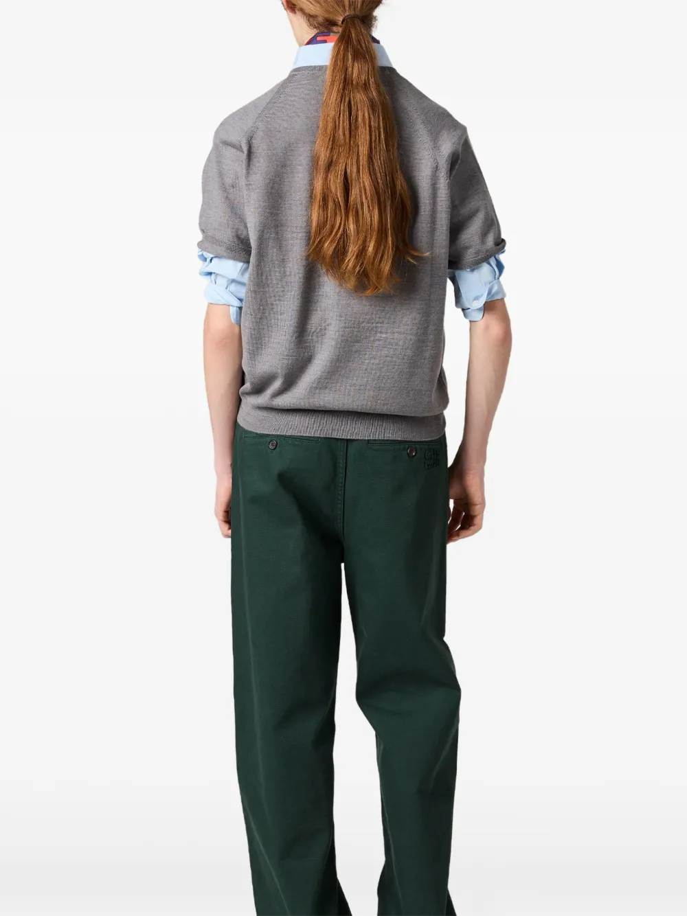  Miu Miu Pull à Col V - Gris 