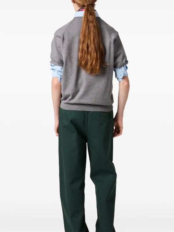 Miu Miu V-neck short-sleeved Sweater | Grey | FARFETCH RS