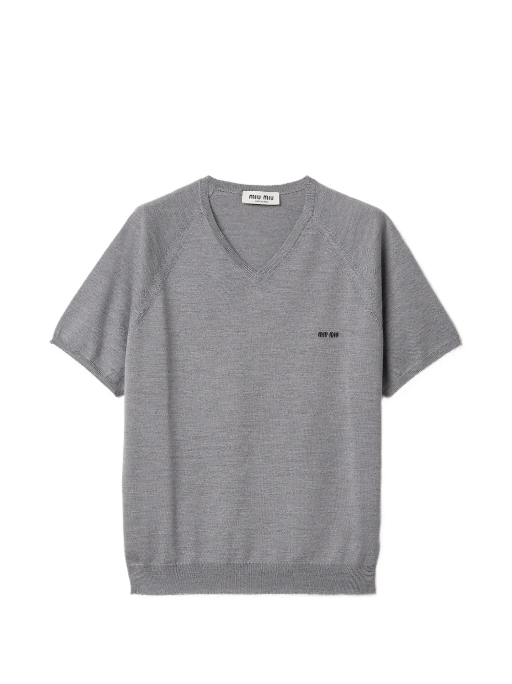 Miu Miu T-shirt con scollo a V - Grigio