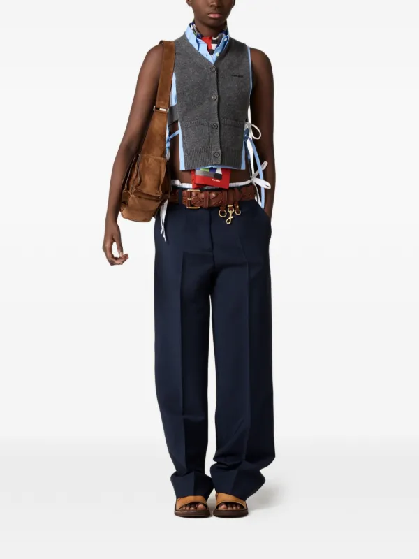 Miu Miu Cashmere Cardigan Vest | Grey | FARFETCH CA