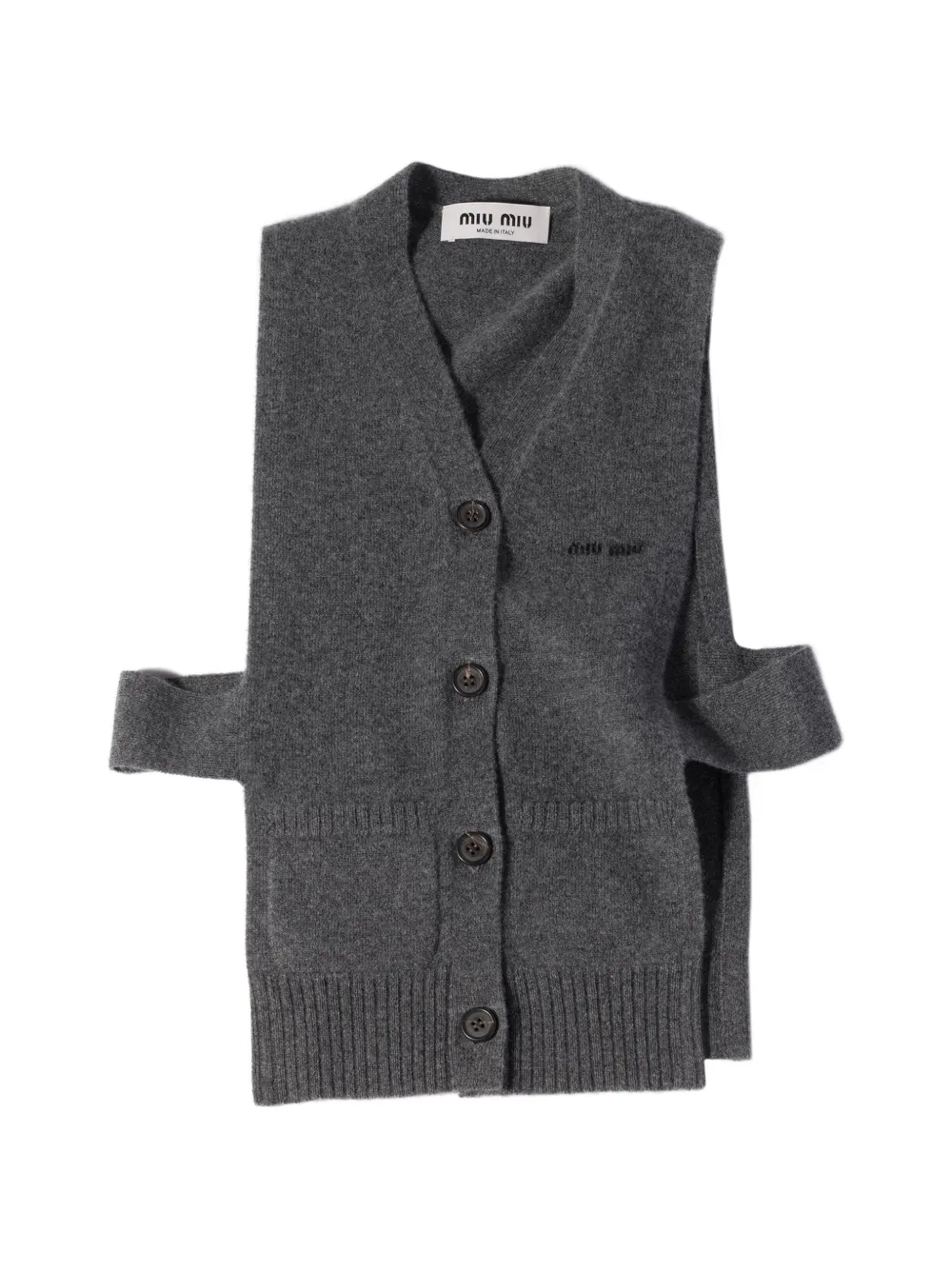 Miu Miu Canotta con scollo a V e logo - Grigio