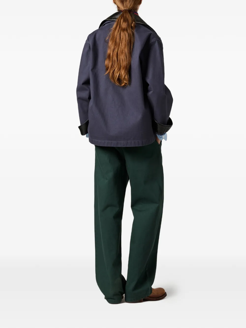 Miu Gabardine broek met geborduurd logo Groen