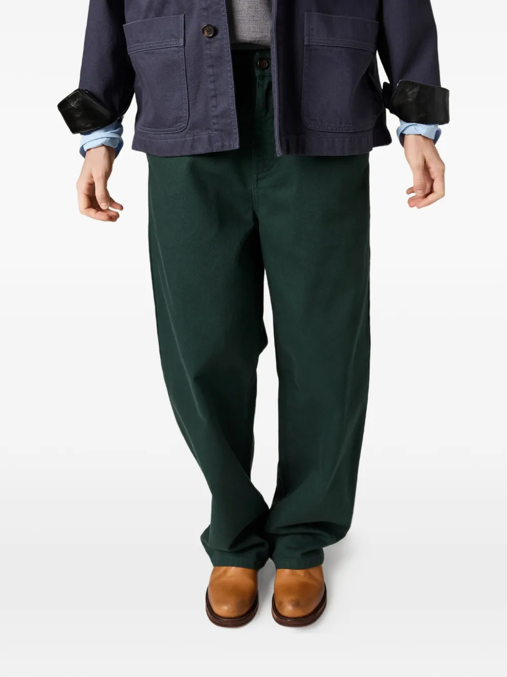 Miu Gabardine broek met geborduurd logo Groen