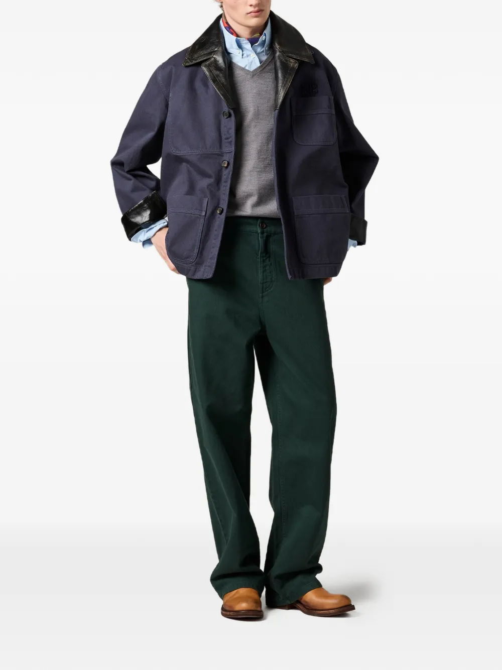 Miu Gabardine broek met geborduurd logo Groen