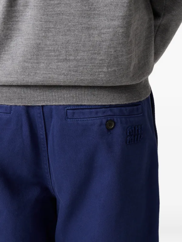 Miu Miu garment-dyed Gabardine Pants | Blue | FARFETCH