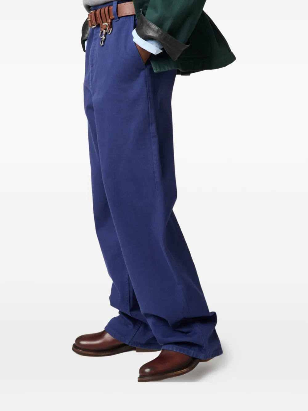 Miu Geverfde gabardine broek Blauw