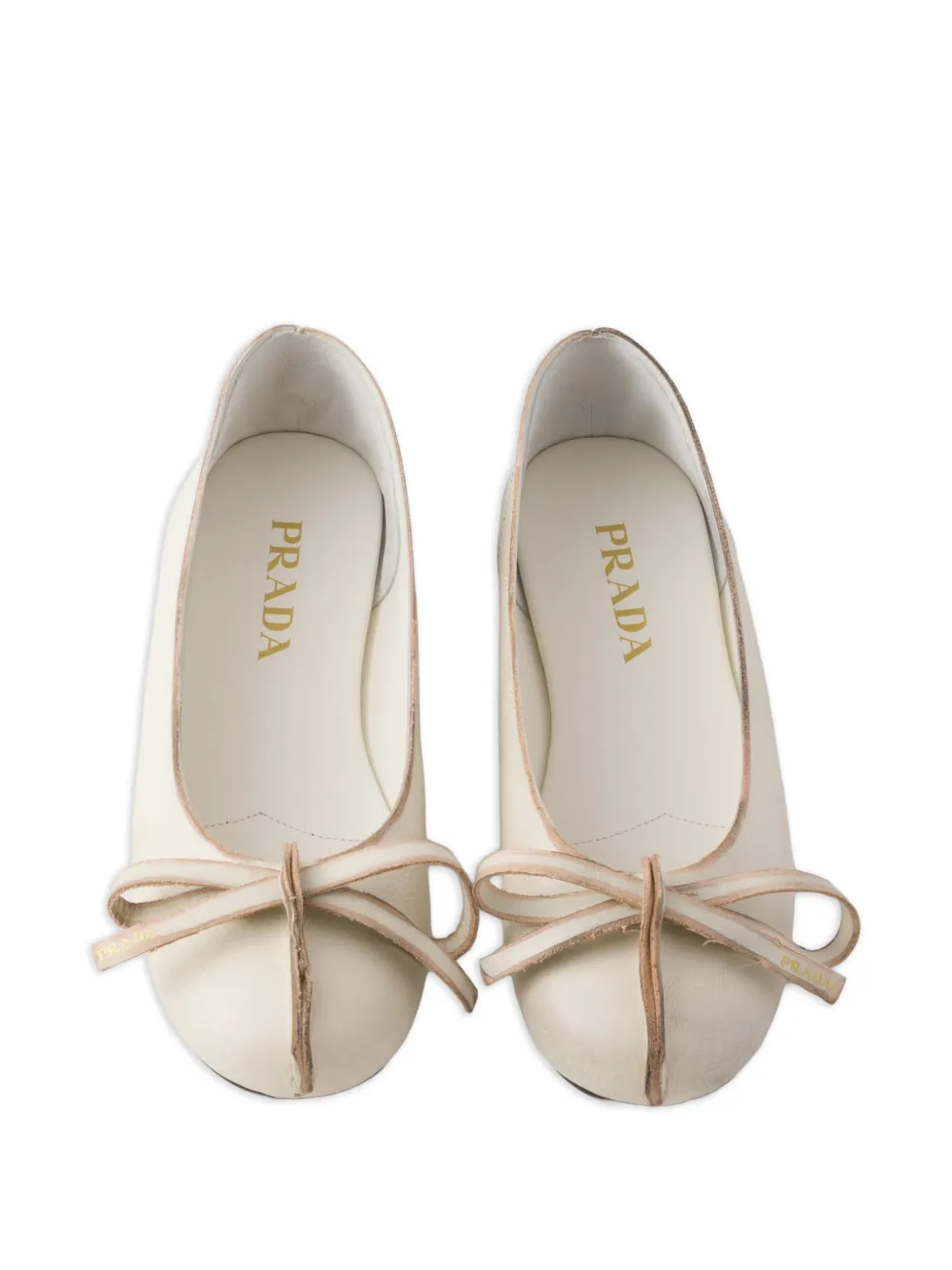 Prada Ballerina's met strikpatroon Beige