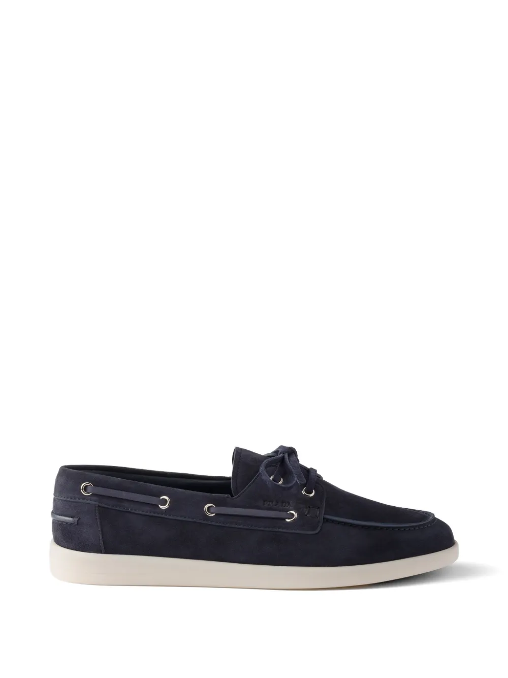 Prada suede boat shoes with laces - Blu