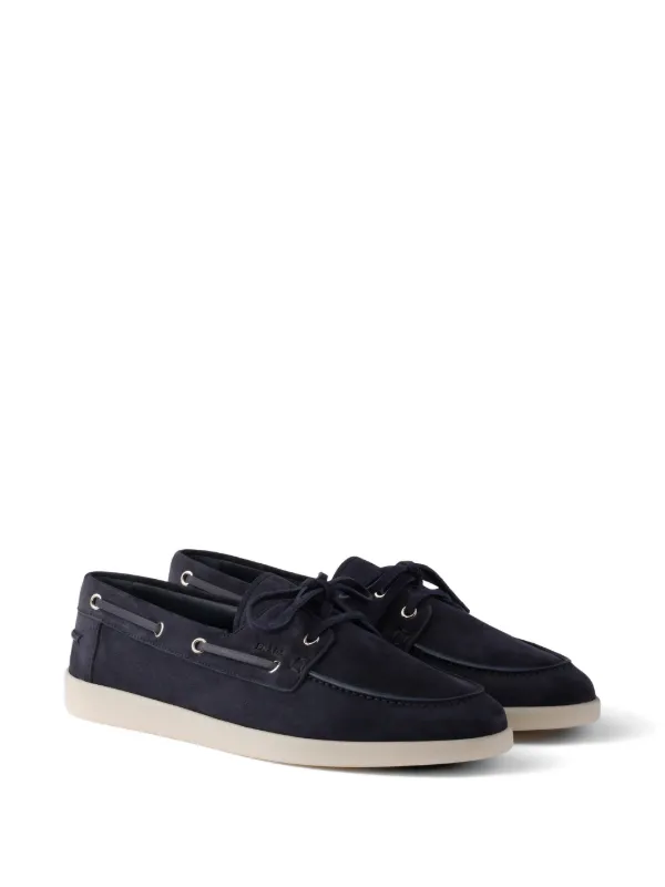 Prada スエード デッキシューズ | ブルー | FARFETCH JP