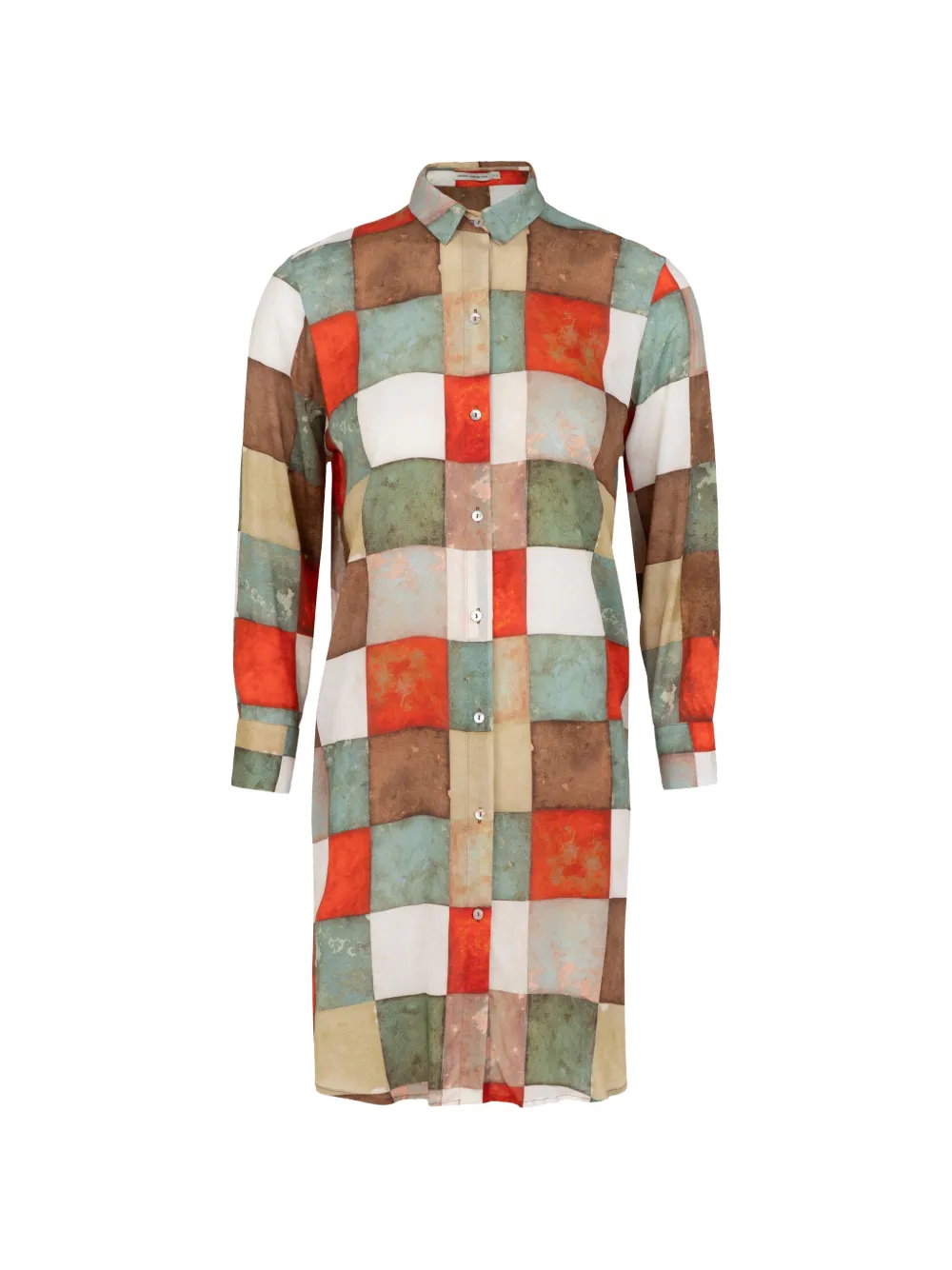 Lenny Niemeyer Easy escala-checked shirt mini dress - Arancione