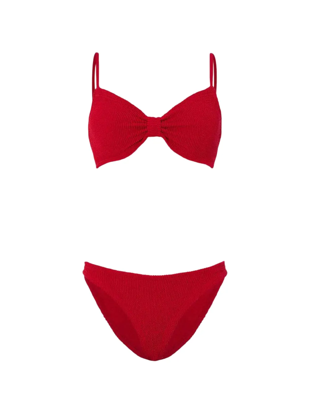 Hunza G Alicia bow-effect spaghetti-strap bikini set - Rosso
