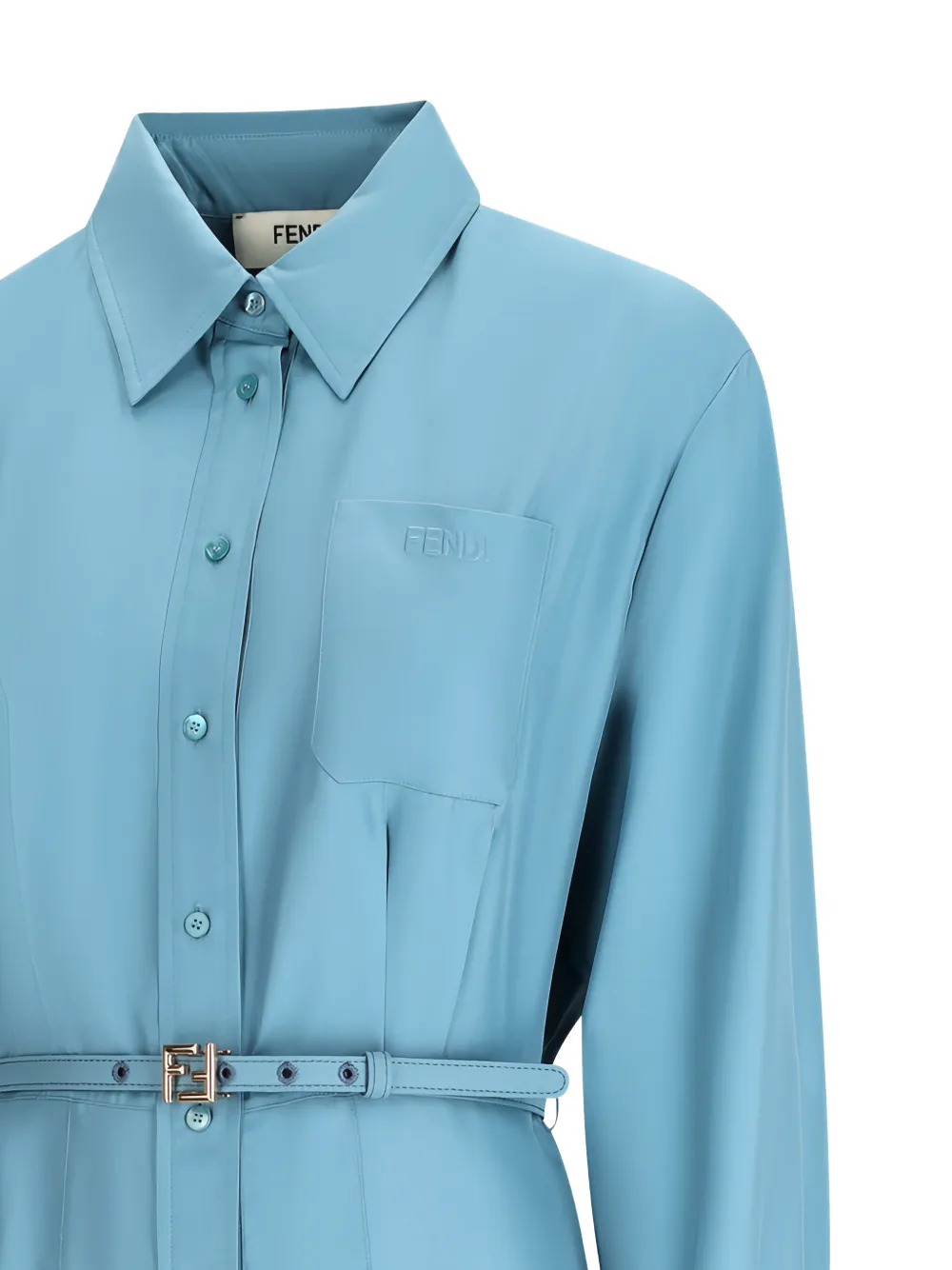FENDI Geplooide popeline blousejurk Blauw