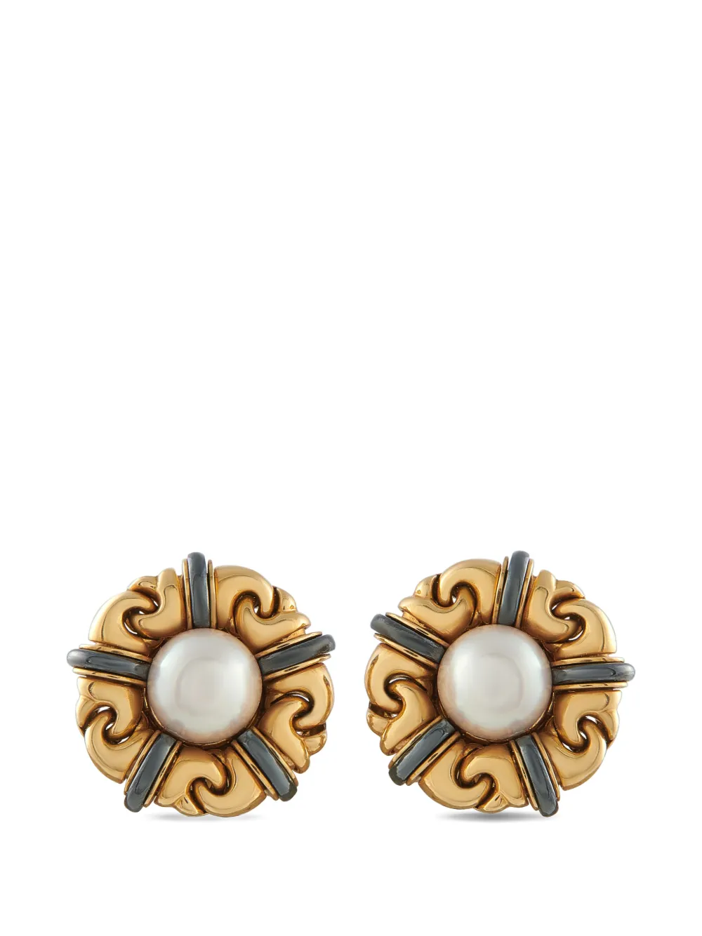 Bvlgari Pre-Owned pearl yellow gold clip-on earrings - Oro