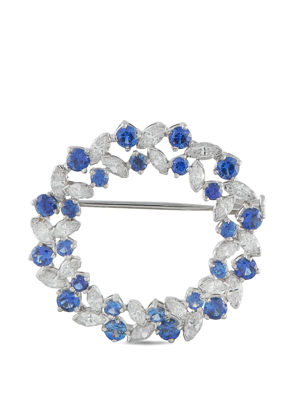 Diamond Sapphire Circle Brooch