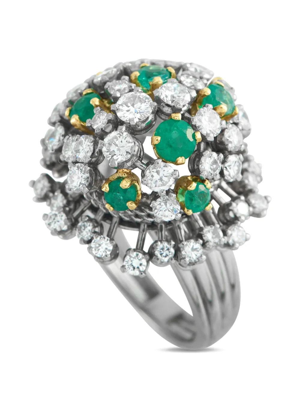 LB Exclusive diamond emerald platinum ring - Argento