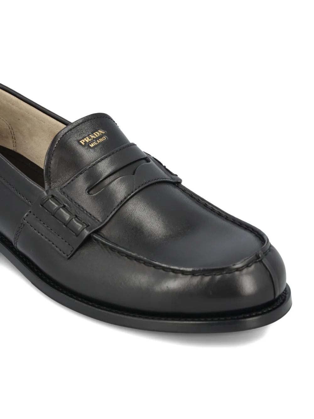 Prada minimalist leather loafers Zwart